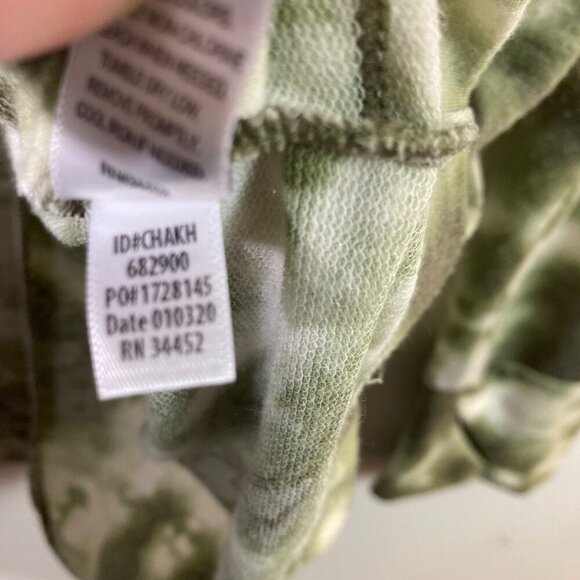 Womens Comfort Code Cuddl Duds Open Cardigan Tie Dye Green White M Thumb Holes - Picture 10 of 10